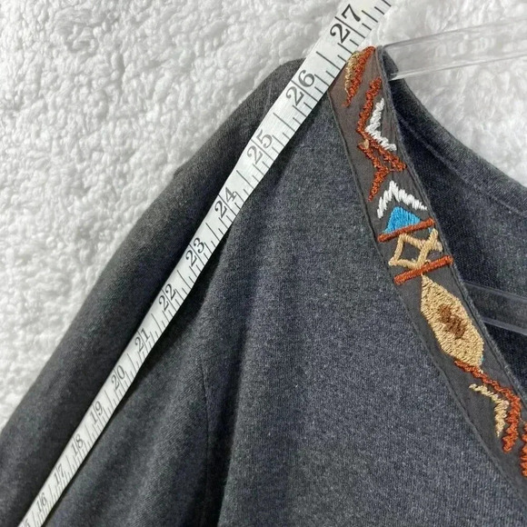 Scully NWT Women Dress S Gray Aztec Tribal Fringe Trim Sheath Long Sleeve Native - Picture 12 of 16